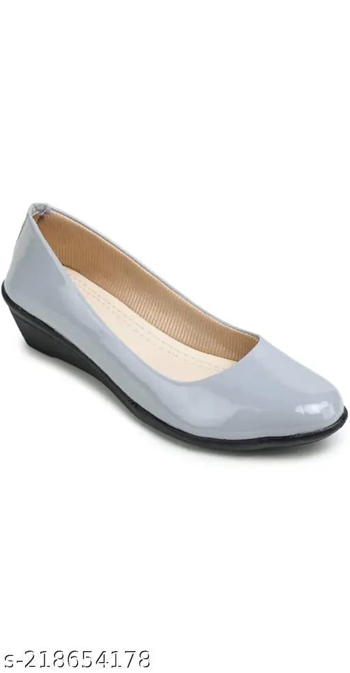 Stylish women's synthetic PVC bell-shaped ballerina slip-ons in various sizes (IND-3 to IND-8), made in India