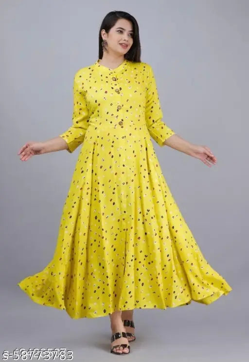 Taffeta silk, graceful printed kurti with three-quarter sleeves. Indian fashion apparel for women, M-XXXL sizes available