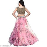 Pink net lehenga-choli fusion wear set with embroidered patterns, ideal for ethnic events for girls aged 3-16 years or free size. Made in India