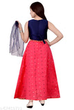 Pink & Silver Silk Blend Polka Dot Lehenga Choli and Net Dupatta for Girls, Indian ethnic wear