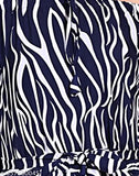 Navy Blue Off-Shoulder Crepe Women's Jumpsuit with Two Pockets & Full Sleeves - SHIVAYA SE, Zebra print, S/M/L/XL sizes available