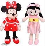 Pink and red super soft toys combo (2 pieces) for kids, Indian-made plush dolls for babies and girls