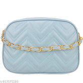 Blue faux leather travel slingbag, two compartments, cloud shape, spacious and classy, perfect for casual wear, India origin