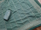Exquisite Georgette 9mm Sequin & Zari Work C Pallu Sari with Boluse in Latest Trending Design, India origin