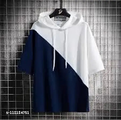 Colorblocked cotton blend men's t-shirt, short sleeves, trendy style from India