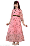 Georgette printed net dress, three-quarter sleeves for girls 3-10 years, high-quality Indian-made girl's gown