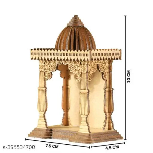 Handcrafted wooden Jaipuri arts Laser Craft India Temple Idol of Maa Ambe for home decor or car dashboard, 7.5 CM x 10.5 CM