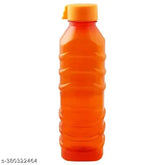 Transparent premium plastic 900ml water bottle, unbreakable, wide screwed cap, orange color, leak-proof, BIS/ISI certified