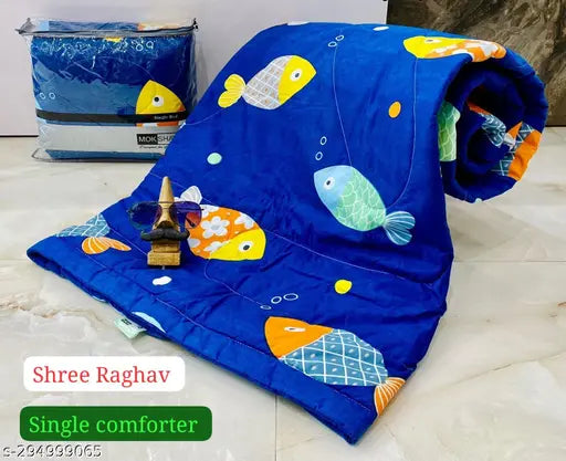 Soft Glace Cotton Single Kids Comforter, reversible cartoon print, machine washable