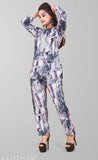 Printed rayon night suit for women, three-quarter sleeves pyjamas set, India origin