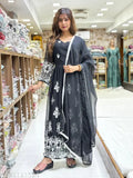 Georgette Anarkali Gown with dupatta, embroidered and stitched by Snizvi. Available in sizes S-XXXXL, Indian origin