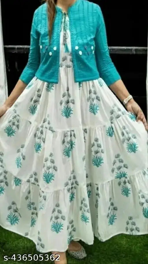 Rayon printed kurtis, three-quarter sleeve design by Jenny, Indian fashion for women S to XXXL sizes