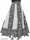 Multicolor printed net cotton ethnic skirts set: 2 wrap-around & A-line skirts for women, Indian origin