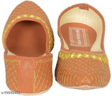 Embellished tan synthetic Tan Women's Bellie Punjabi Jutti - Indian partywear for women's footwear collection