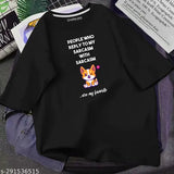 Cotton oversize women's tee with sarcastic dog print, short sleeves