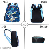 Polyester blue school backpack with fish design, ideal for Class 1-8 students