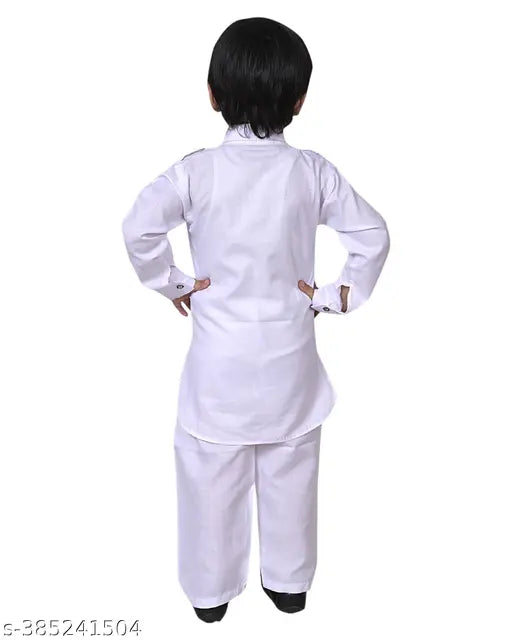 Boys cotton blend kurta and pyjama combo set, long sleeves, festive party wear for young boys aged 1-11 years. Made in India