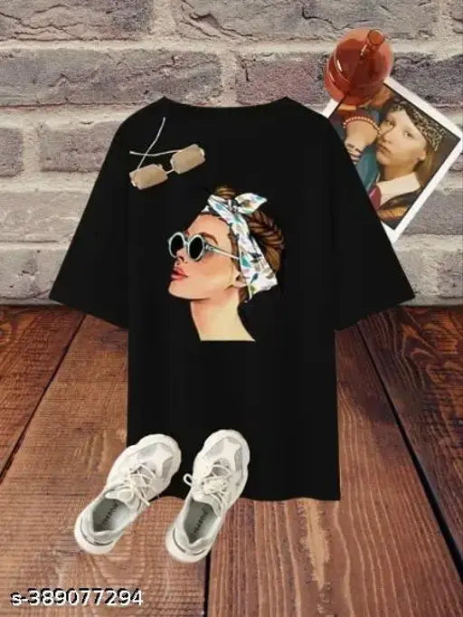 Purple cotton women's oversized loose t-shirt with big butterfly print, three-quarter sleeves. Perfect fit for S-XL sizes