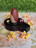 Natural multicolor Narmadeshwar Shivling, 15 inch tall with 3 inch base, sacred home pooja item, hand-crafted from Narmada stone