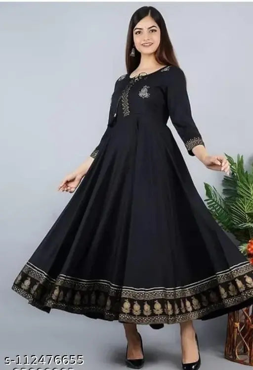 Tannu Creation Rayon Anarkali Kurties for women and girls, printed combo with three-quarter sleeves - trendy spring/summer wear for all occasions