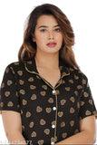 Stylish printed cotton night suit for women & girls, featuring short sleeves and pyjama bottoms in Love Collection sleepwear. Made with finest quality Indian cotton that stays soft and colorful after multiple washes