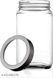 Clear glass kitchen pantry jars (1000ml set of 6) for dry fruits, honey, pickles, and coffee beans storage with airtight stainless steel lids