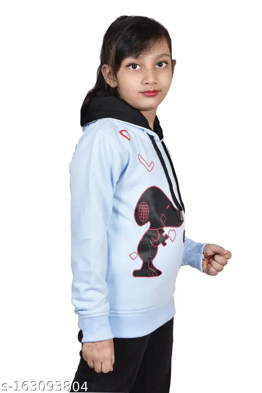 Wool fleece sweatshirt for girls (printed pattern), quality product for size 5-10 years, made in India