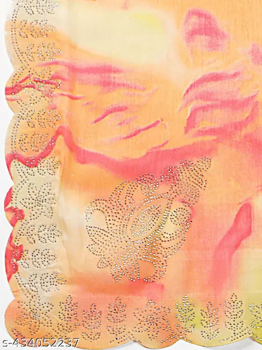 Chiffon saree with intricate stone work, Indian art silk blouse