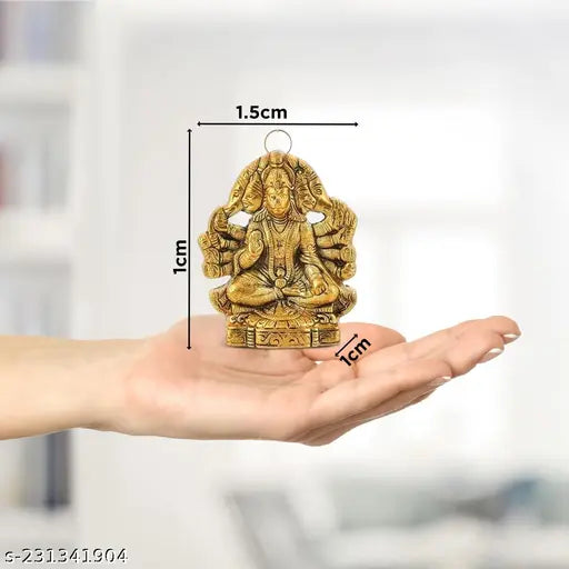 Handcrafted brass Panchmukhi Hanuman ji Murti/Bajrangbali idol for hanging and gifts, Diwali pooja showpiece (L11cm x B15cm x H13cm)