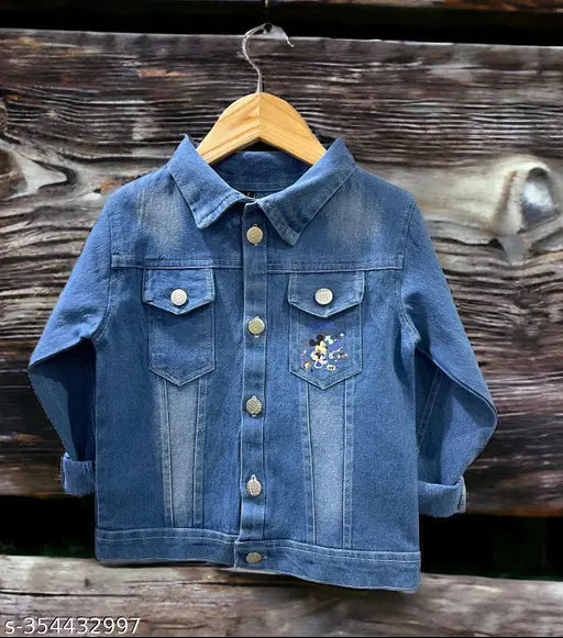 Denim Nasa jacket for kids, printed with astronaut design, in sizes 4-5 years, 5-6 years, 6-7 years