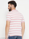 Men's cotton-blend striped polo shirt, short sleeves, L, XL, XXL, XXXL, 4XL - Indian-made men's fashion wear