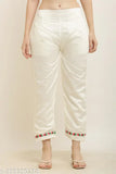 Chanderi Silk Embro White Kurti set with dupatta and bottomwear, printed, stitched net, yellow color, traditional wear