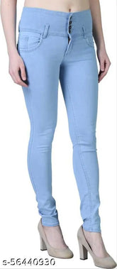 Stylish lightweight denim skinny jeans, solid blue, men's size 30/waist 30in/length 40in/hip 40in (made in India)
