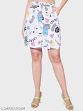 White cotton blend printed net mini skirt by Dimpy Garments Toko Twill, elastic closure, slim fit for women