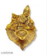 Metal Divya Shakti Kuber Deepam oil lamp, Indian decorative showpiece for Lakshmi Kubera Pooja, evoking blessings for material growth & prosperity. (7cm x 4cm x 6.5cm)