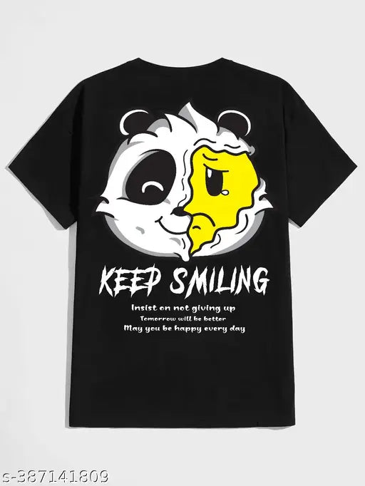 Black cotton blend half sleeve graphic printed T-shirt for men by Benny Brooks, India