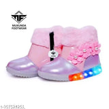 Stylish synthetic LED light shoes for girls (ages 0-10 years), TPR sole, zip net fastening, size range: 0-4 Months, 6 Months, 8 Months, etc., India origin