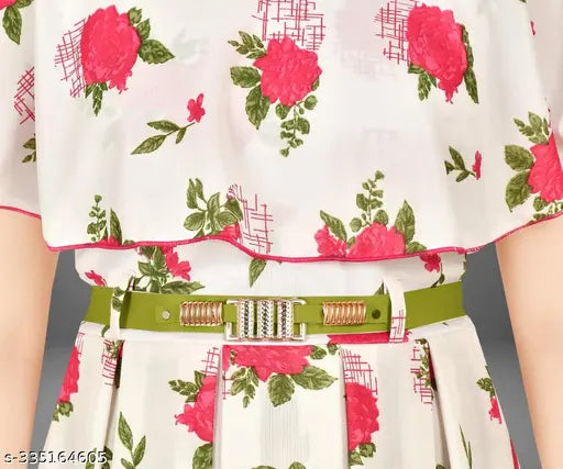 Cotton blend printed net frock gown for girls, vibrant colors, short sleeves, India origin