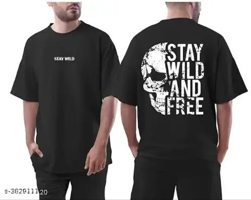 Oversized black cotton smile t-shirt for men, printed panda design on back