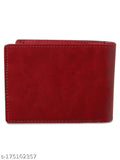 Red PU artificial leather men's wallet with 4 card slots, ideal for formal events or travel