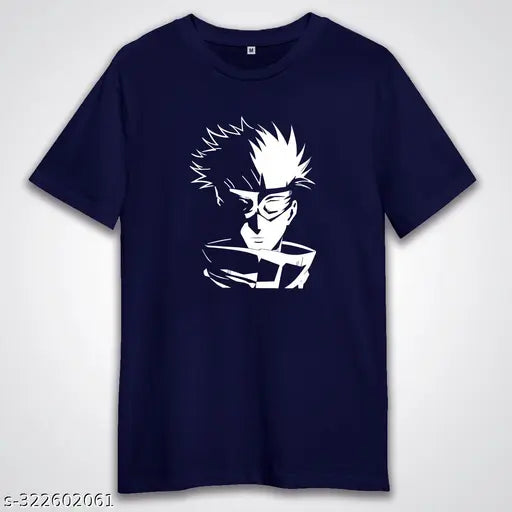 Navy blue Jujutsu Kaisen Gojo Satoru anime T-shirt, 100% cotton, eco-friendly print on short sleeves for men & women