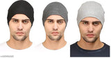 Cotton slouchy beanie-skull cap, solid color, versatile for all seasons by AK ANOLIHK
