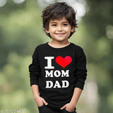 Polycotton printed net long sleeves, 'I Love Mom Dad' children's shirt for 5-6 years
