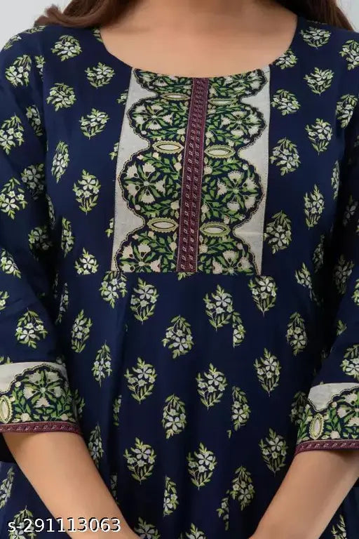 Rayon three-quarter sleeve printed combo Kurti, Indian fashion for women's and girls, S-XXXL sizes