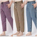 Cotton Churidar pajama combo pack (3 pc): red, blue, yellow men's traditional Indian wear on display rack