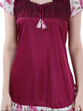 Divine alluring satin nightsuit, solid net, short-sleeved Patiala pants for women, India origin