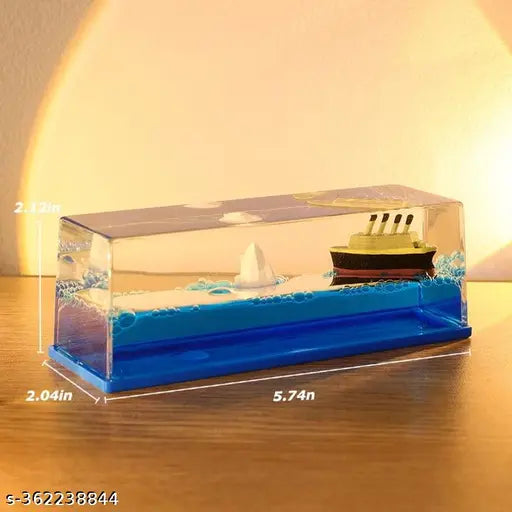 Titanic acrylic cruise ship model decoration, unsinkable liquid wave ornament with iceberg, durable and leak-proof design for home or car