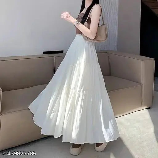 Cotton blend flared skirt, trendy and stylish for women & girls. Ethnic skirt online, free delivery, COD, and returns. Solid net, size 26 (waist 26", length 38", hip 28"). India origin