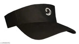 Black cotton visor cap (L), solid black design for tennis, cricket, or golf in India