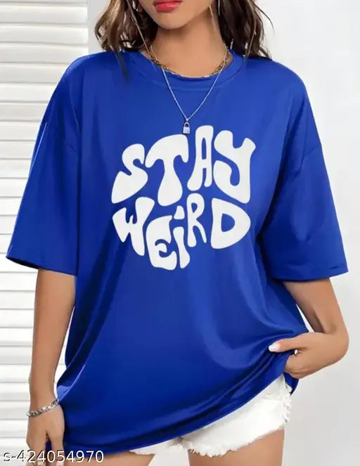 Printed oversized cotton t-shirt for women, vibrant design on short sleeves, size N